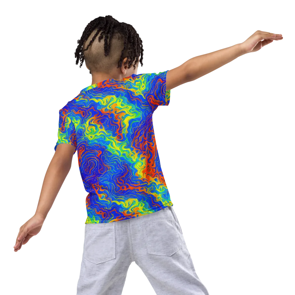 Blue Heatwave on Kids Crew Neck T-Shirt — Back