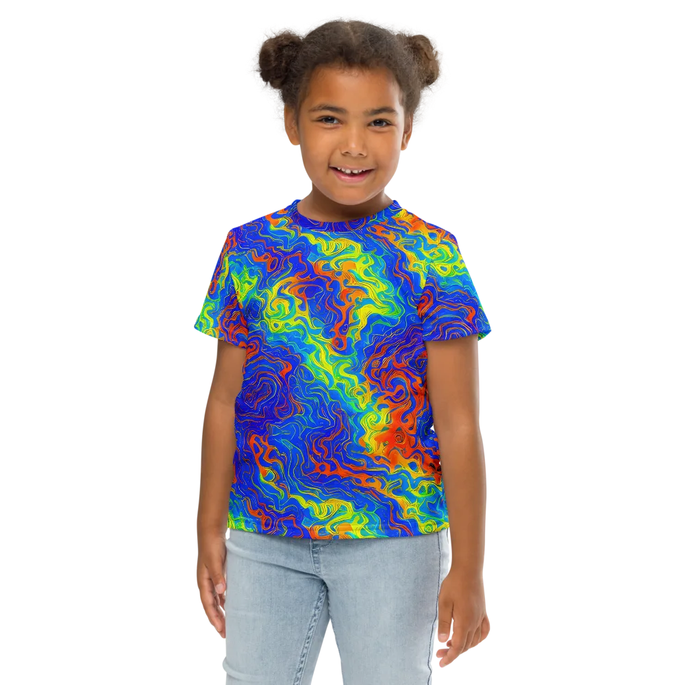 Blue Heatwave on Kids Crew Neck T-Shirt — Front