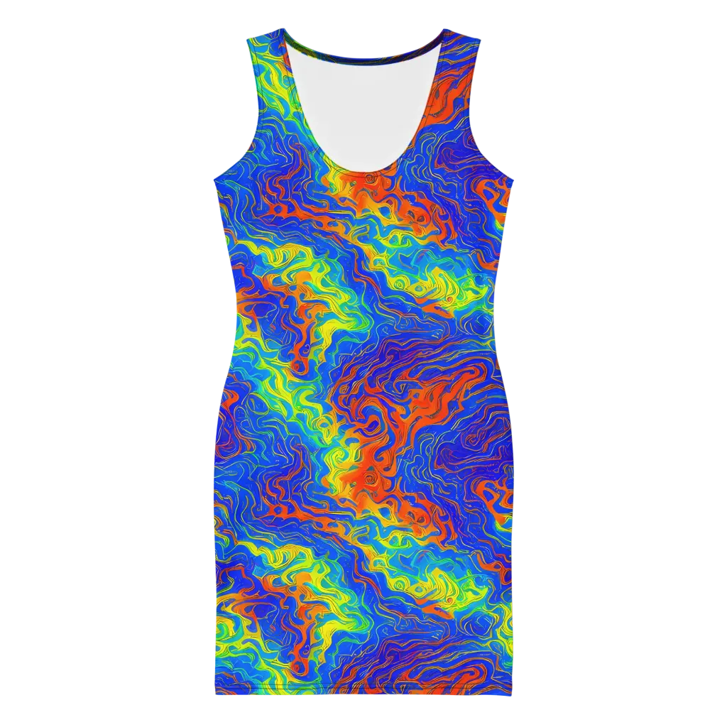 Blue Heatwave on Bodycon Dress — Front