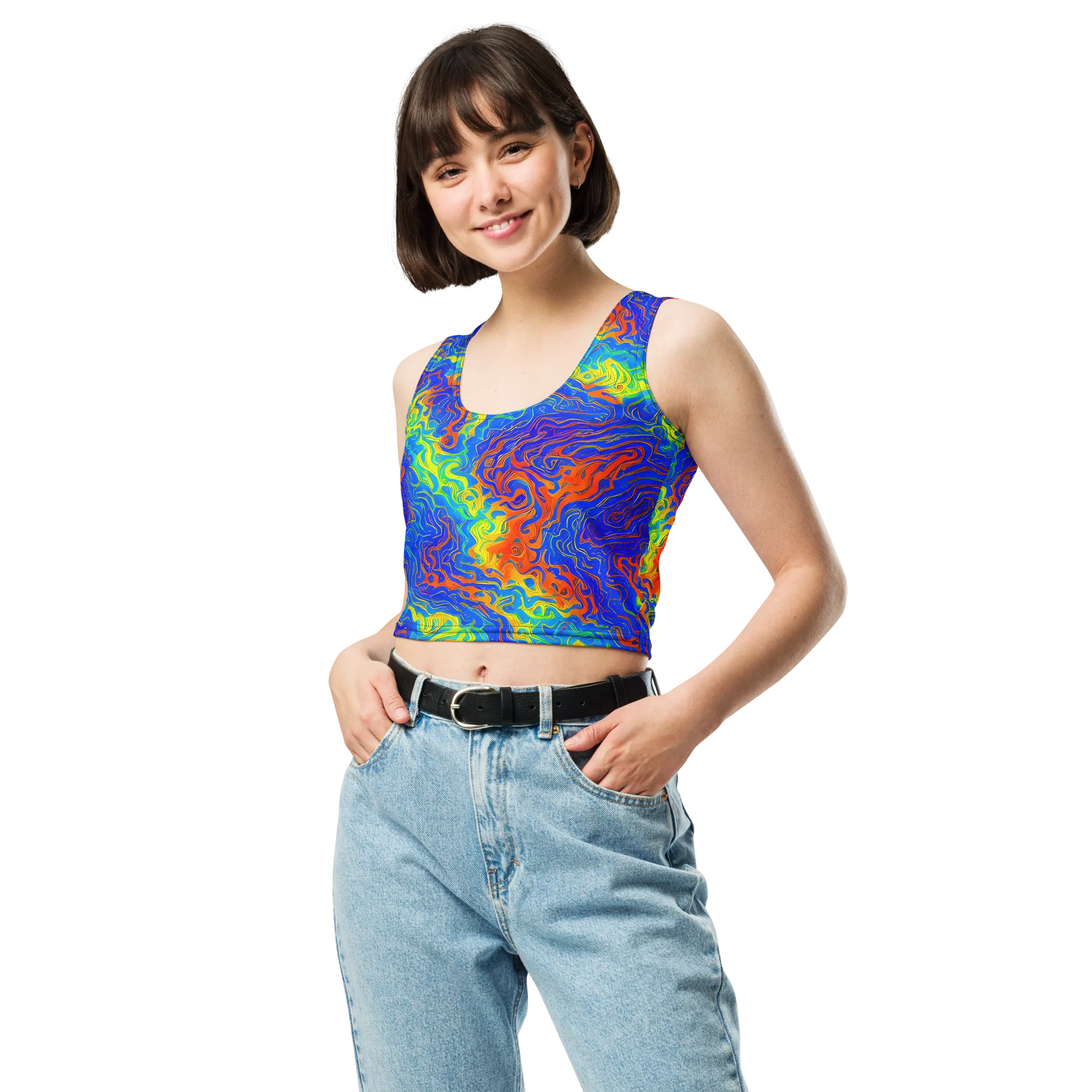 Blue Heatwave on Crop Top — Front