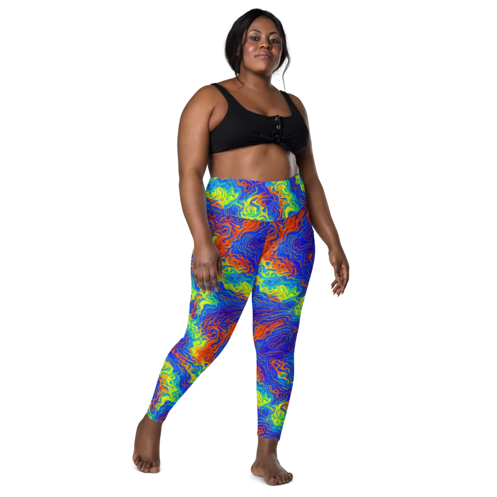Blue Heatwave on Leggings with Pockets — Front