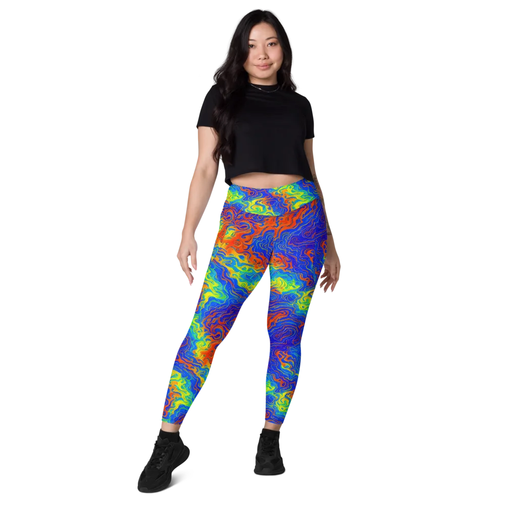 Blue Heatwave on Leggings with Pockets — Front