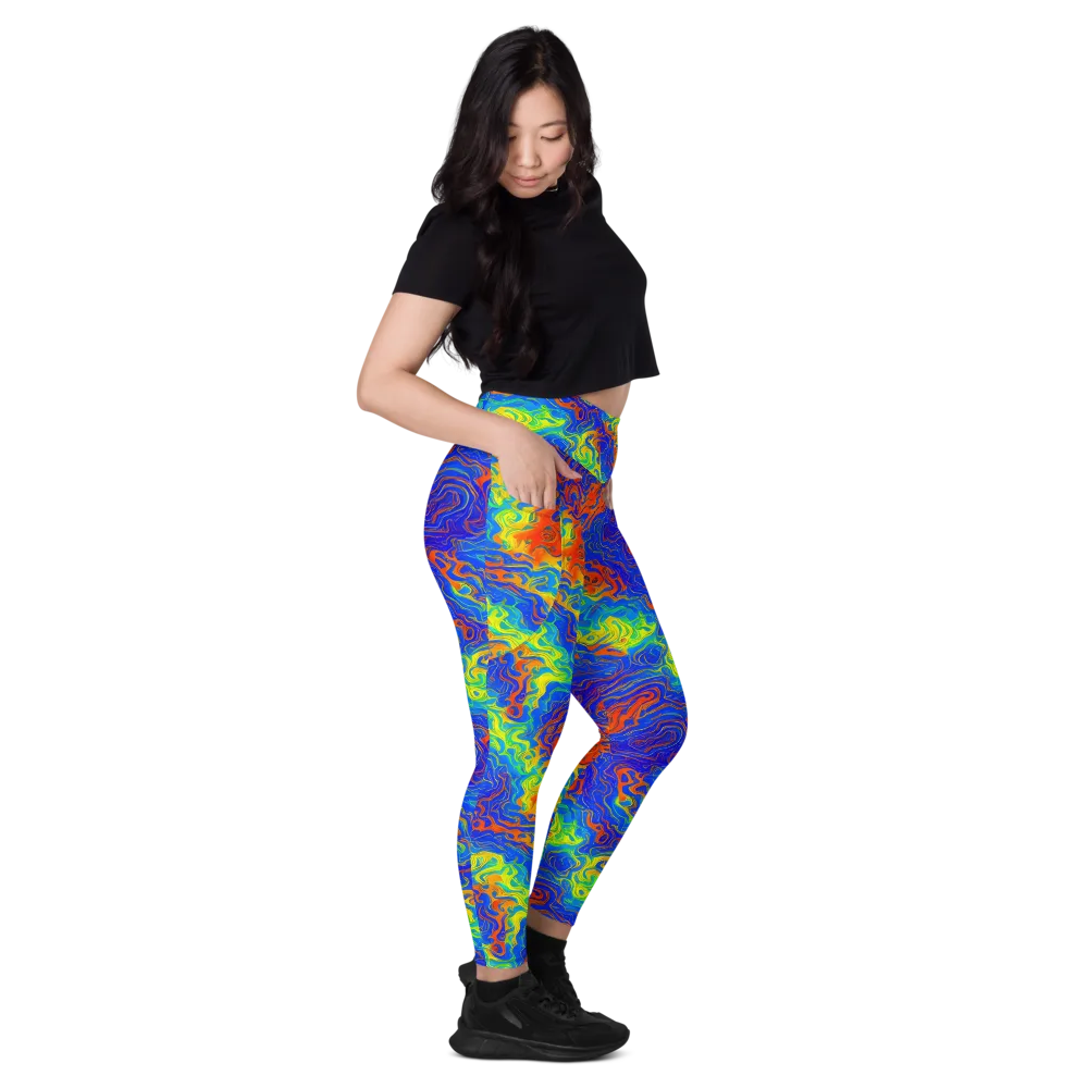 Blue Heatwave on Leggings with Pockets — Right