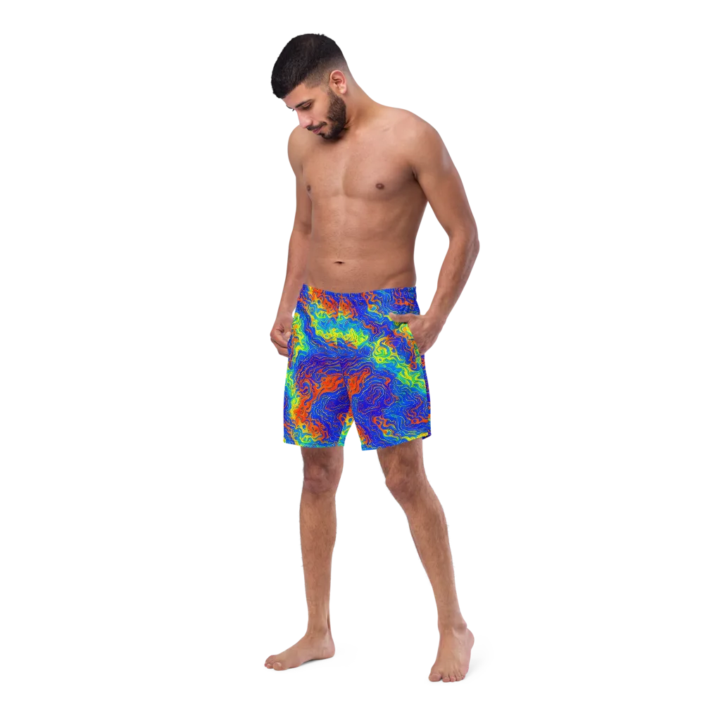 Blue Heatwave on Swim Trunks — Left Front