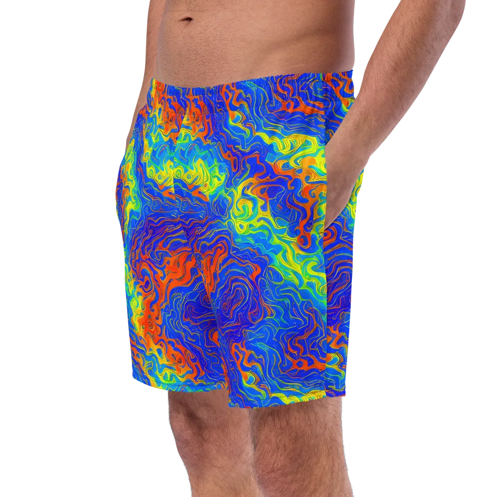 Blue Heatwave on Swim Trunks — Left Front
