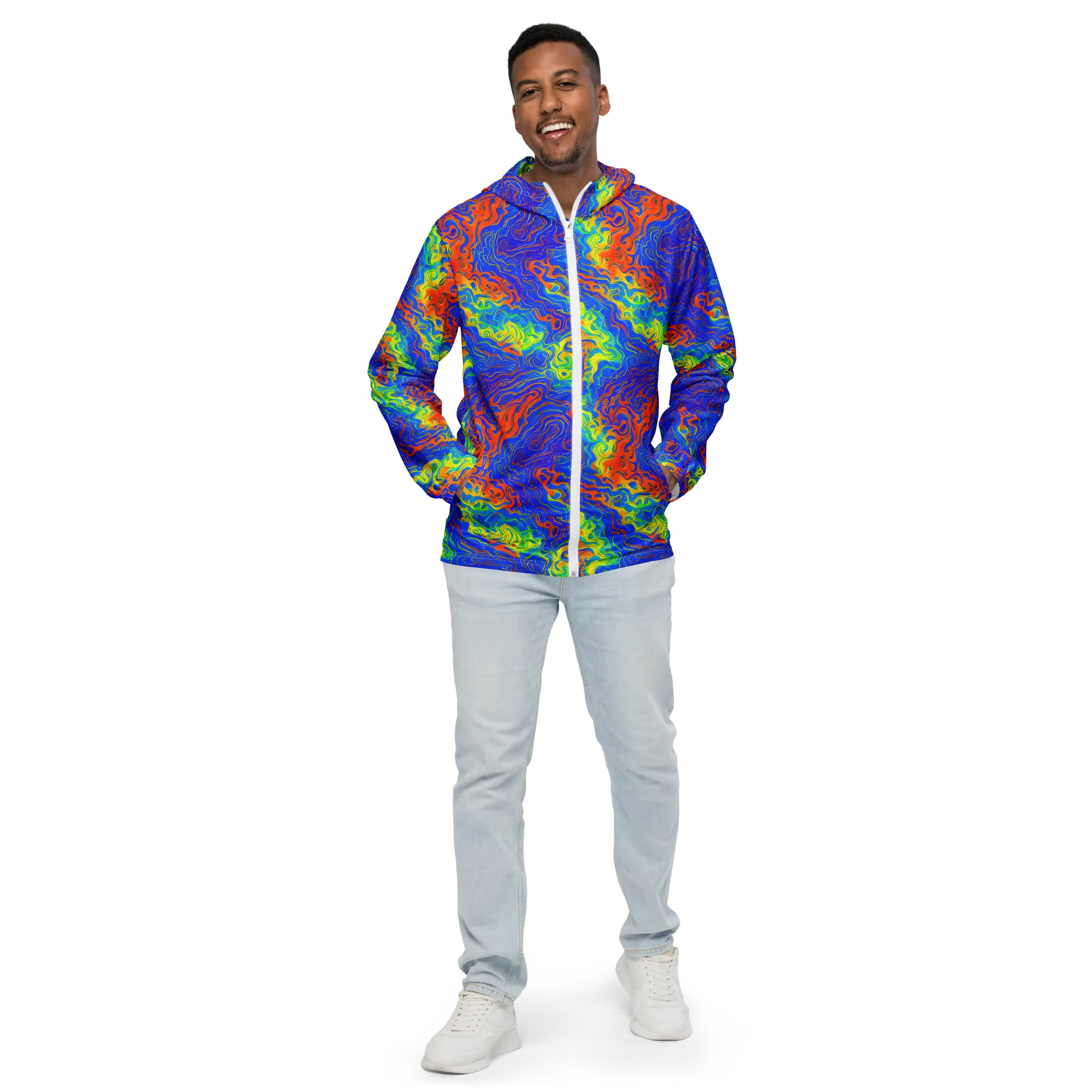 Blue Heatwave on Men's Windbreaker — Front