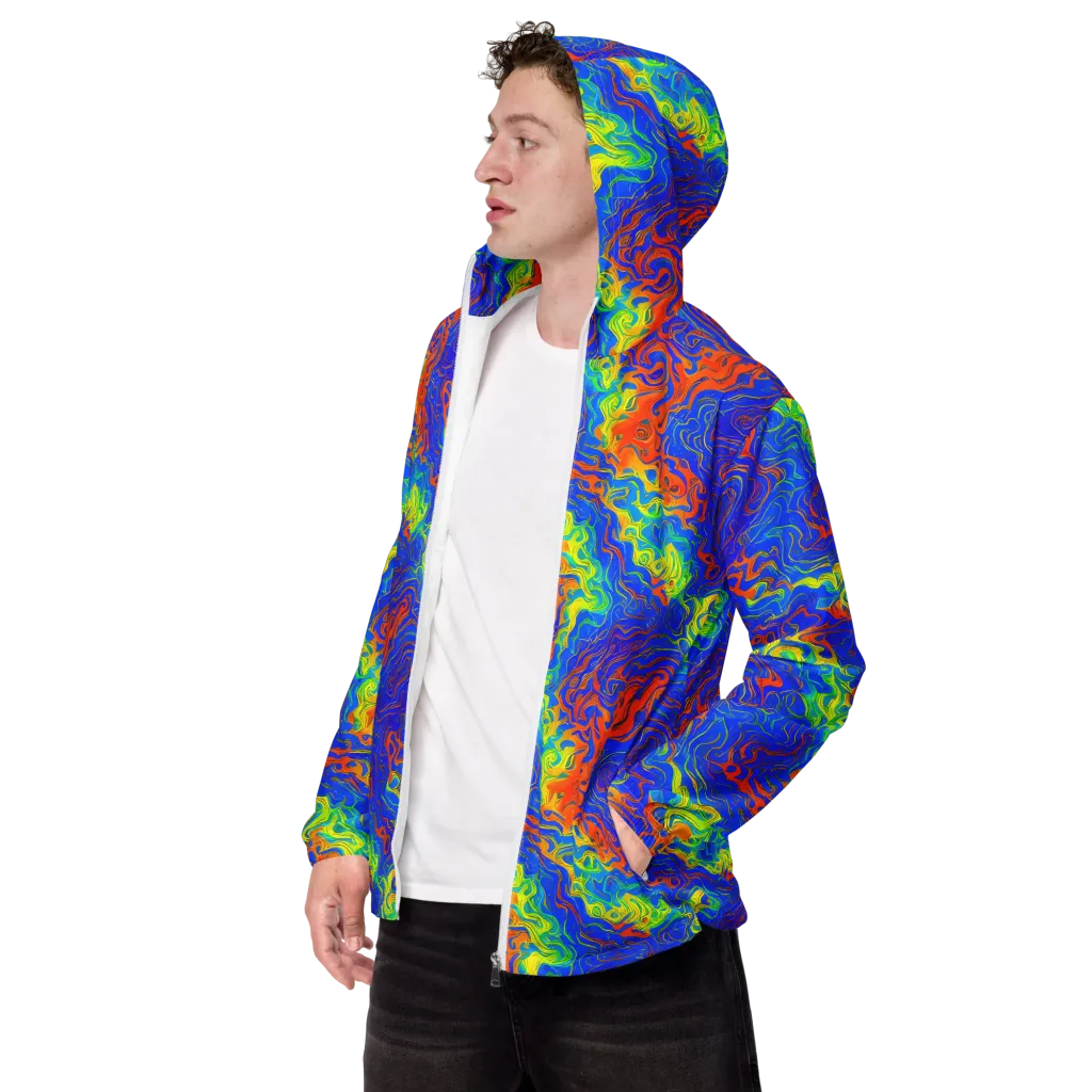 Blue Heatwave on Men's Windbreaker — Left Front