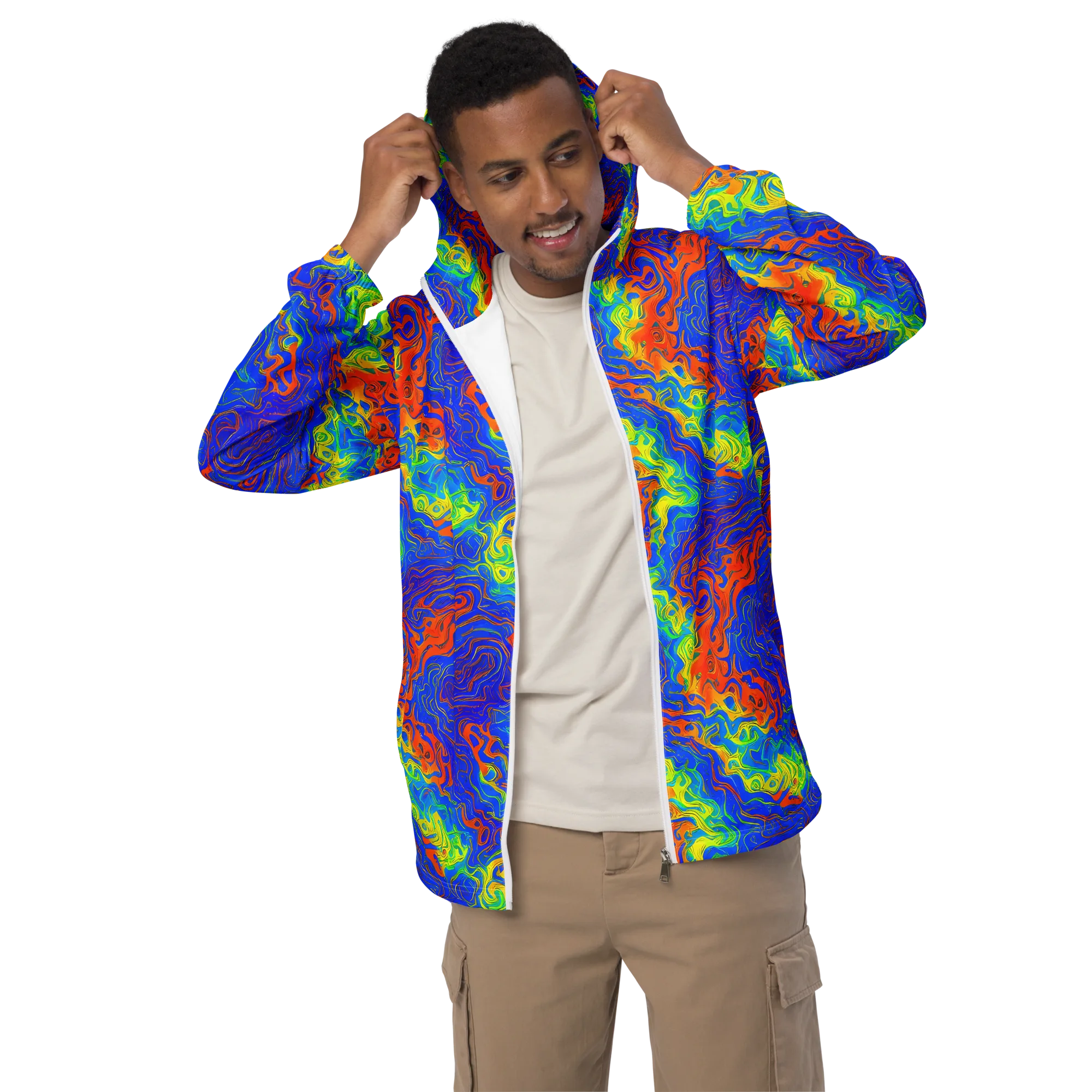 Blue Heatwave on Men's Windbreaker — Front