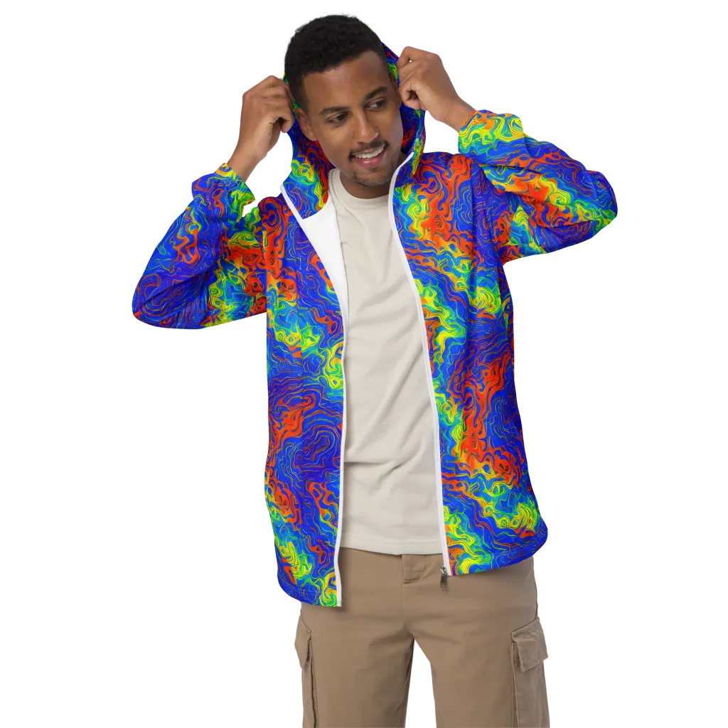 Blue Heatwave on Men's Windbreaker — Front