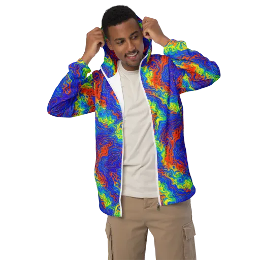 Blue Heatwave on a Men's Windbreaker