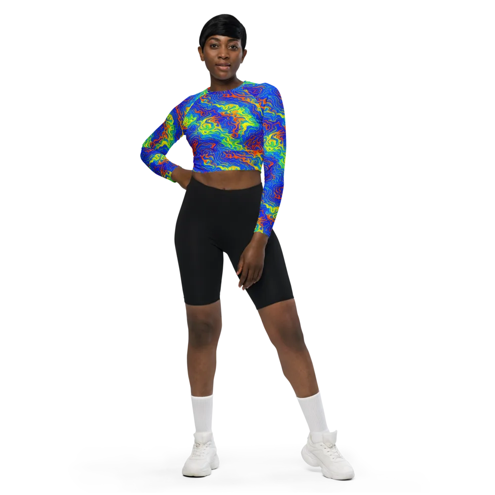 Blue Heatwave on Long Sleeve Crop Top — Front