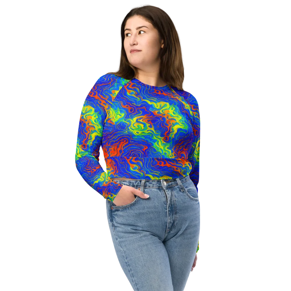 Blue Heatwave on Long Sleeve Crop Top — Front
