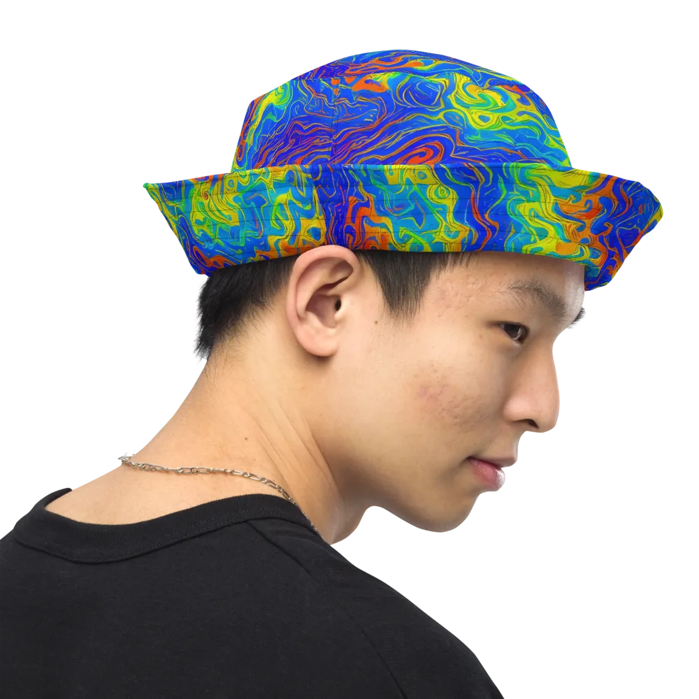 Blue Heatwave on Reversible Bucket Hat — Right Outside