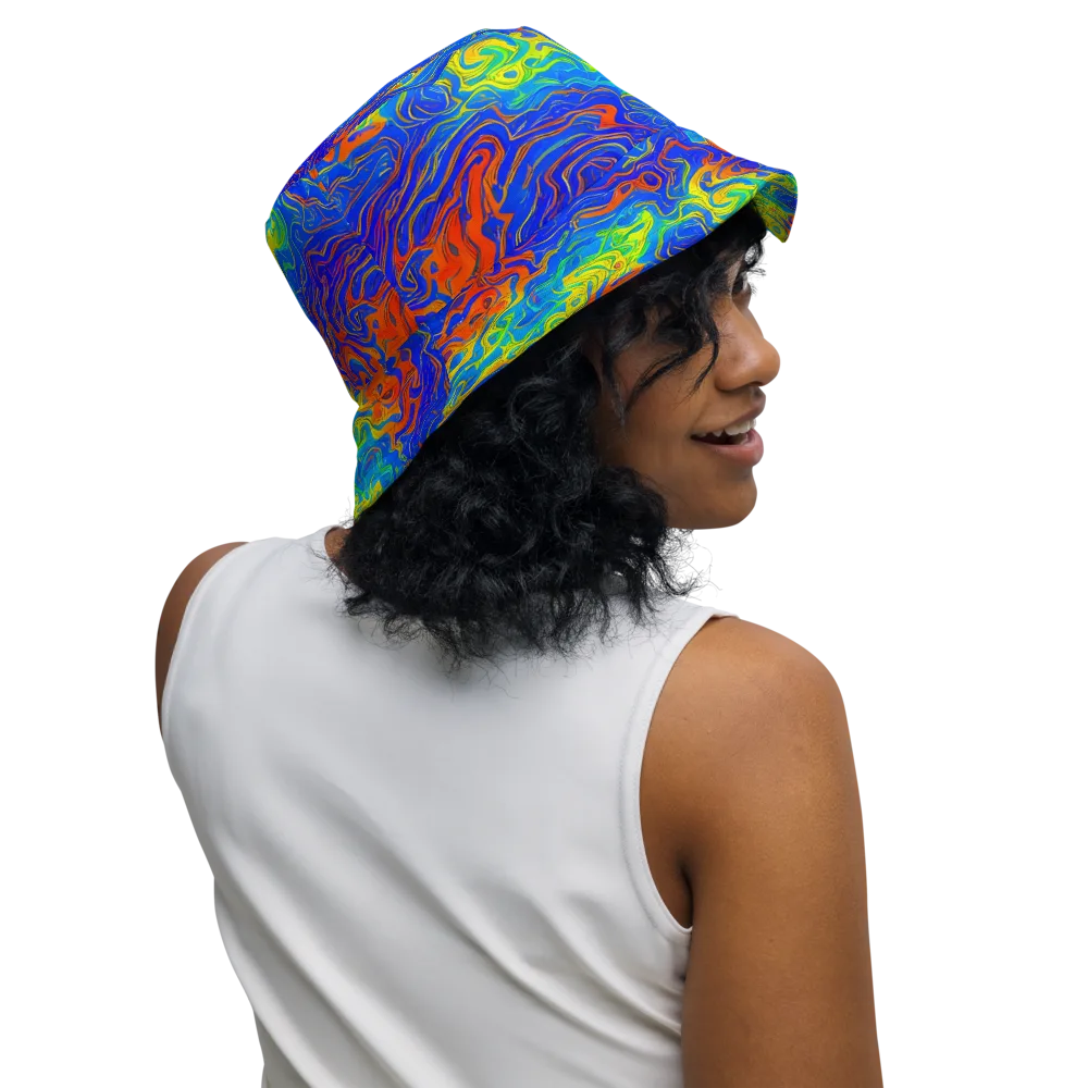Blue Heatwave on Reversible Bucket Hat — Right Outside