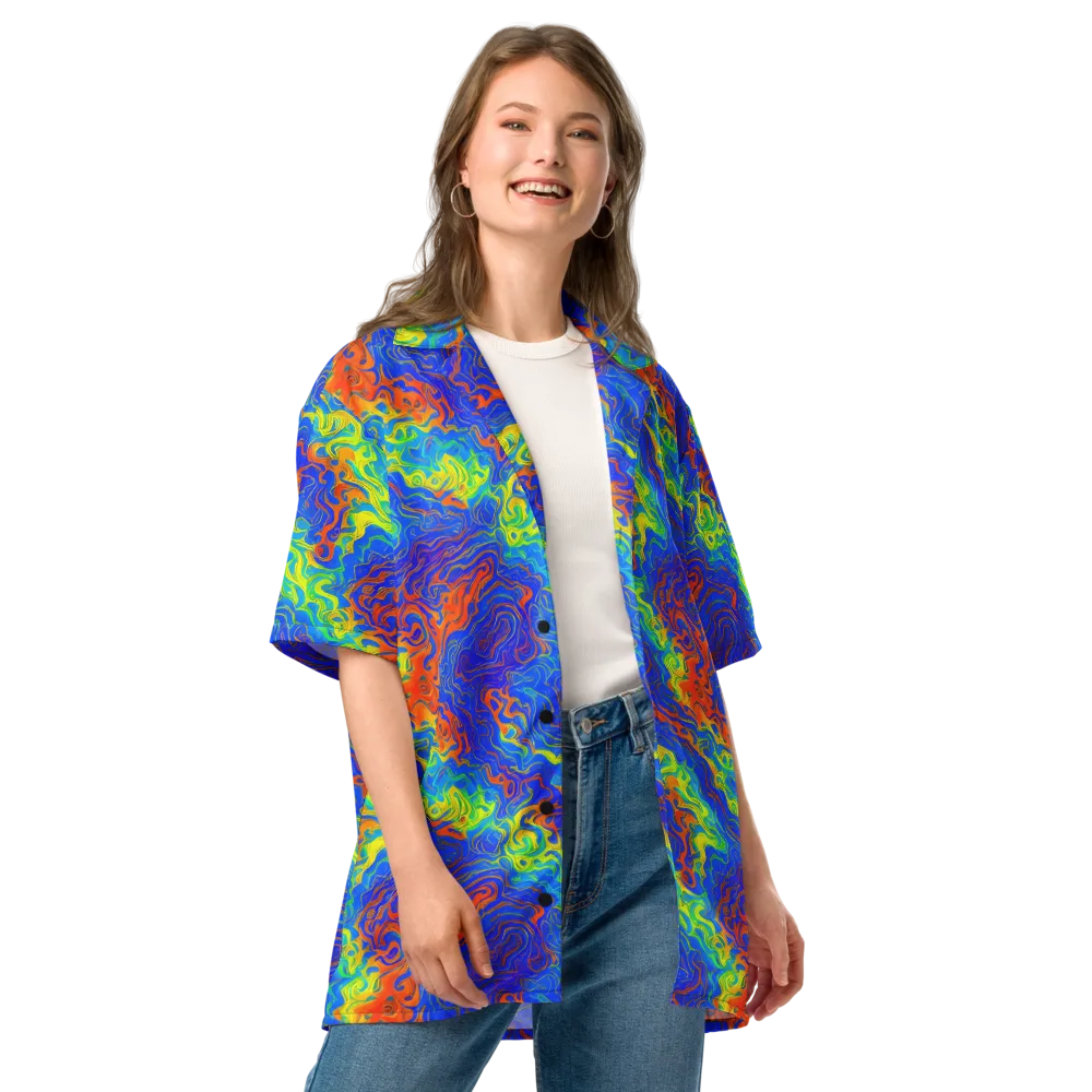 Blue Heatwave on Button Shirt — Front