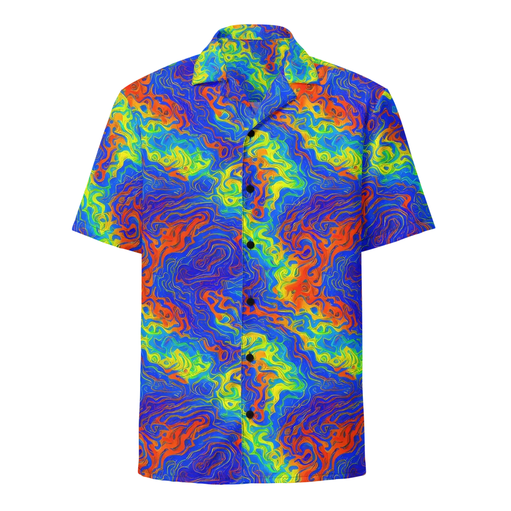 Blue Heatwave on Button Shirt — Front