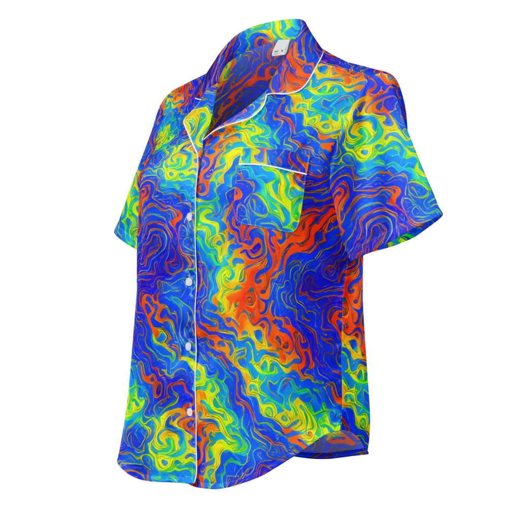 Blue Heatwave on Women's Short Sleeve Pajama Top — Left Front