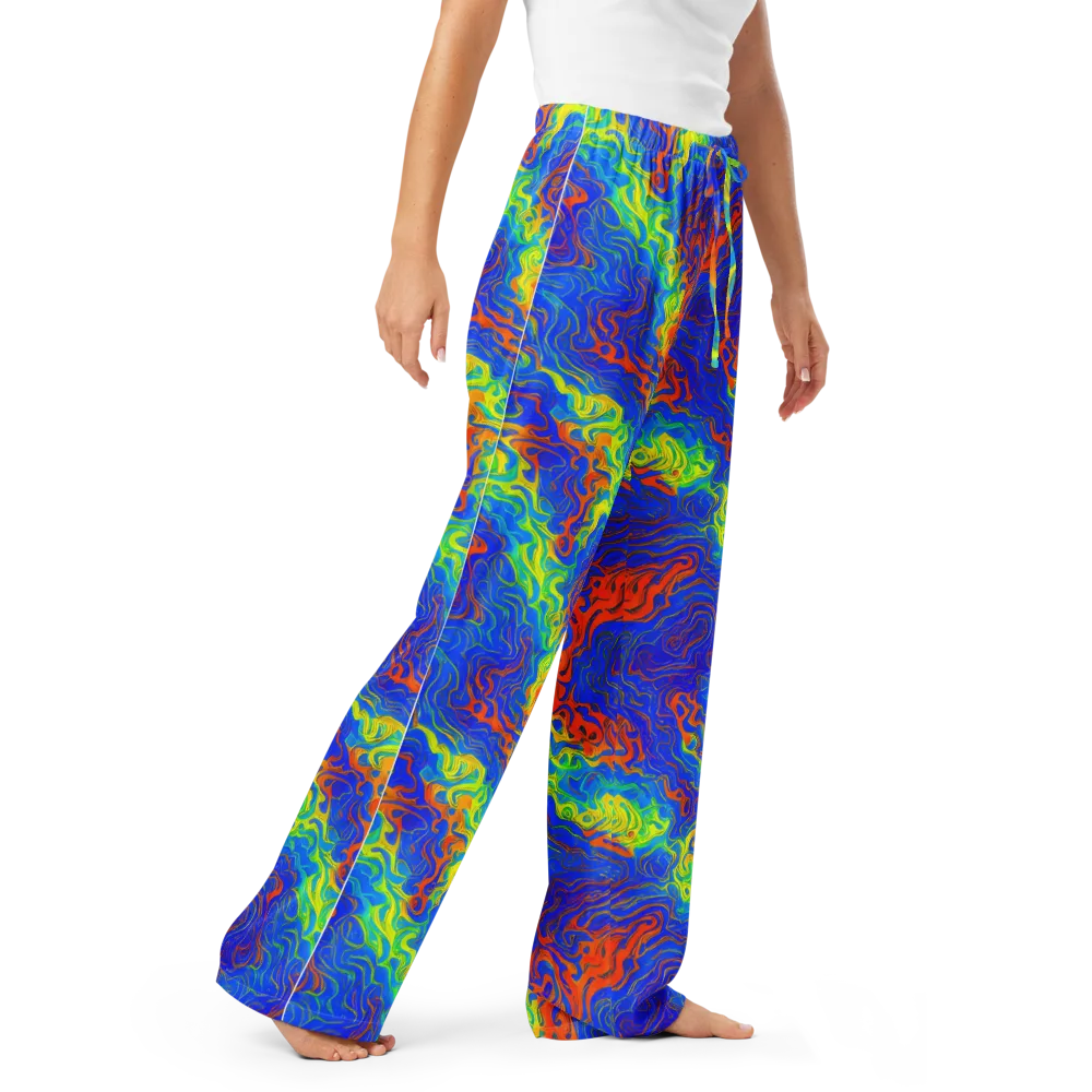 Blue Heatwave on Women's Pajama Pants — Right Front