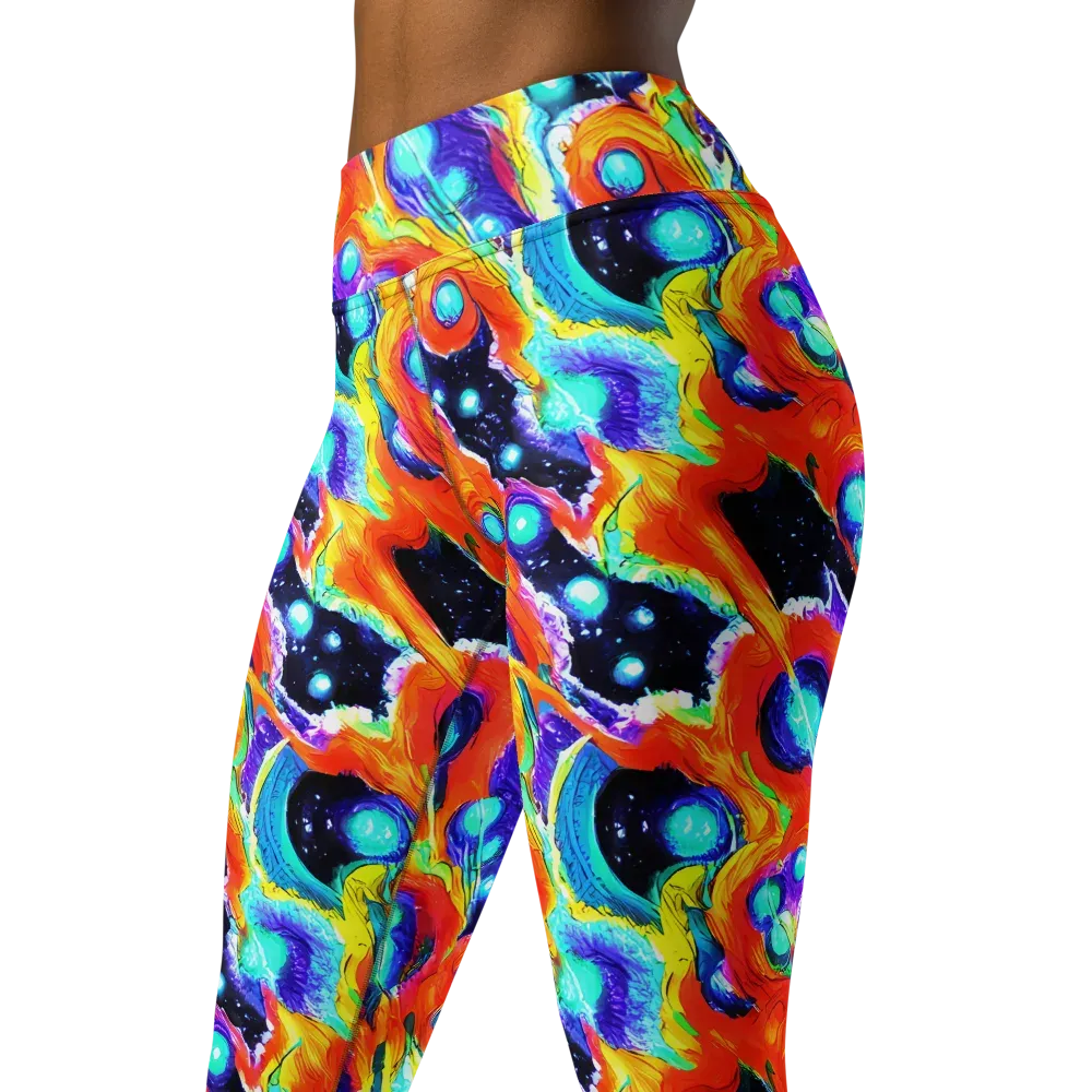 Astral Lava on Yoga Leggings — Left Front
