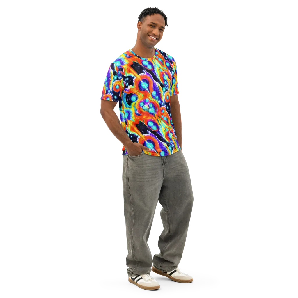Astral Lava on Men's Cotton Crew Neck T-Shirt — Right Front