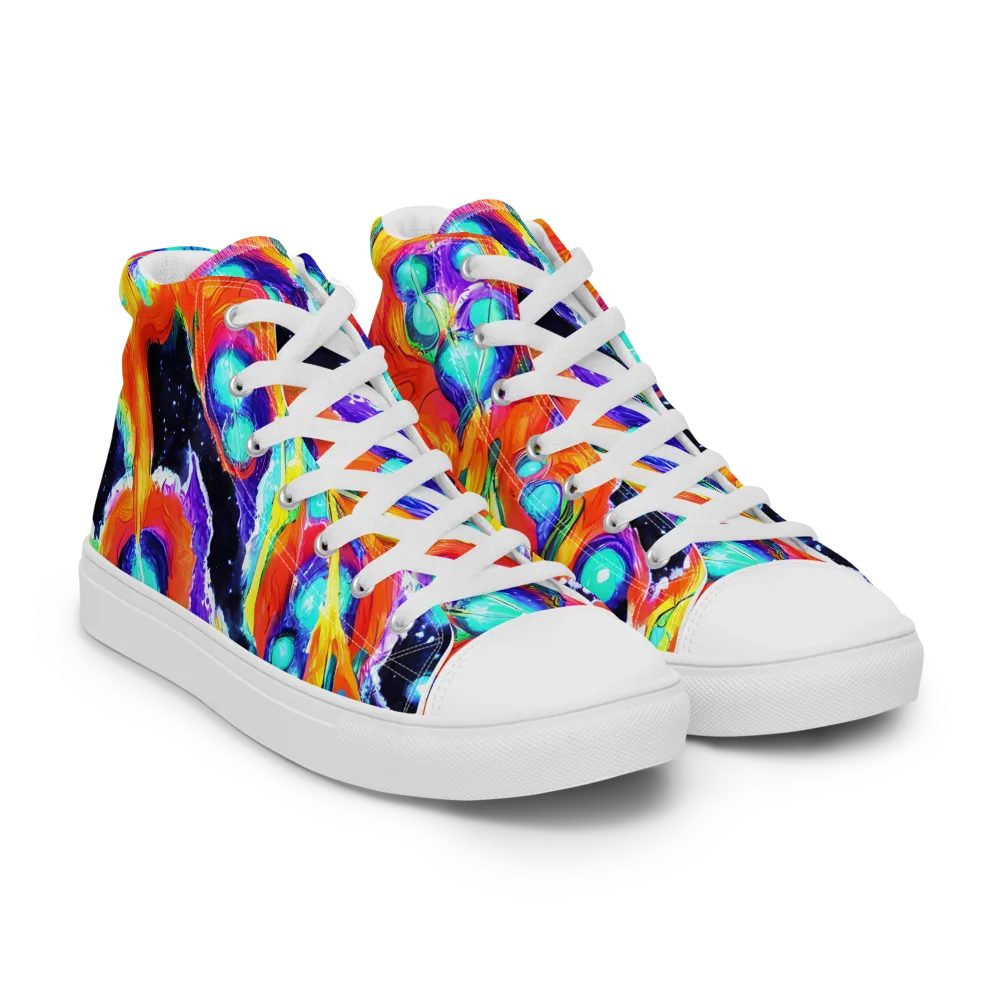 Astral Lava on Men's High Top Canvas Shoes — Right Front
