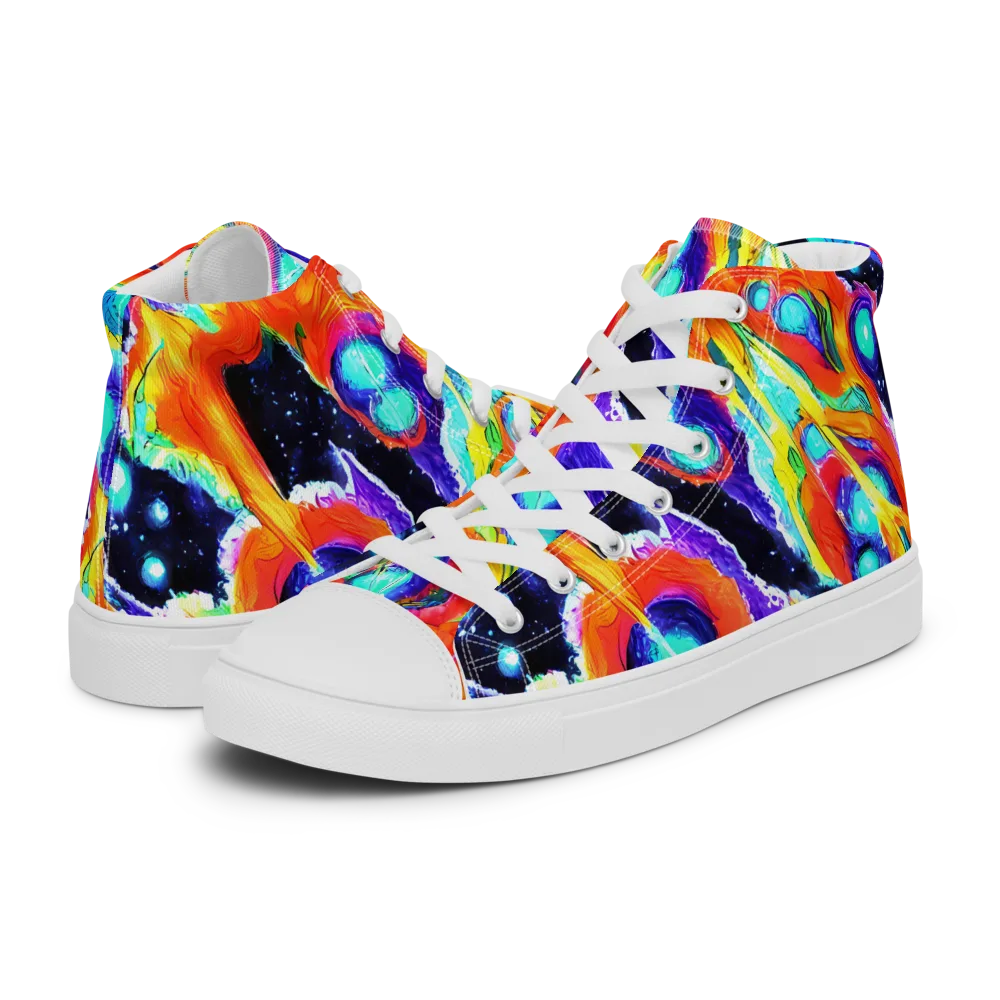 Astral Lava on Men's High Top Canvas Shoes — Left