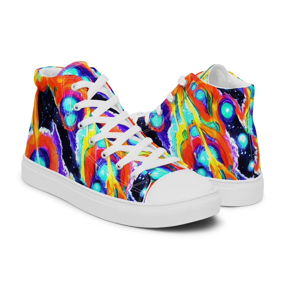 Astral Lava on Men's High Top Canvas Shoes — Right