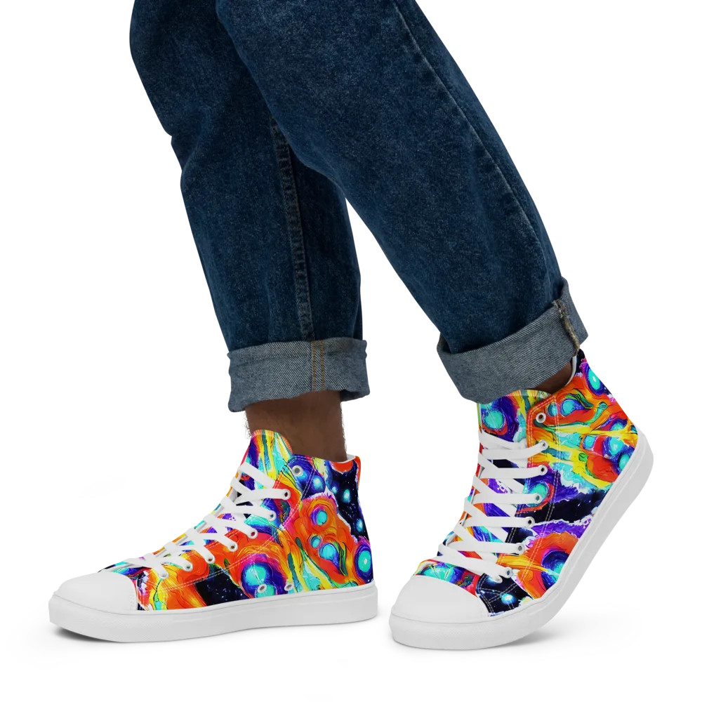 Astral Lava on Men's High Top Canvas Shoes — Left