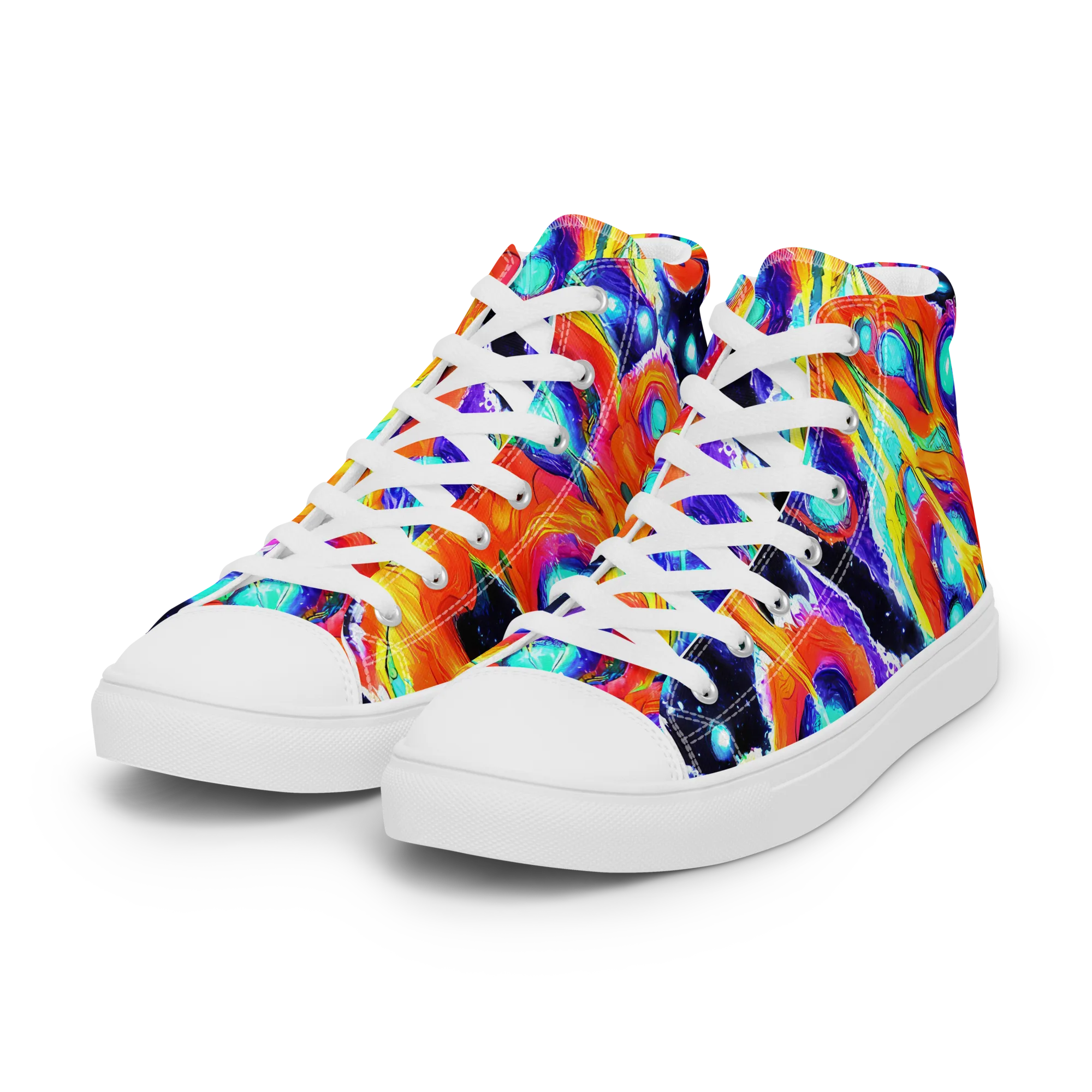 Astral Lava on Women's High Top Canvas Shoes — Left Front