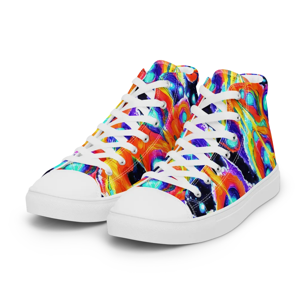 Astral Lava on Women's High Top Canvas Shoes — Left Front