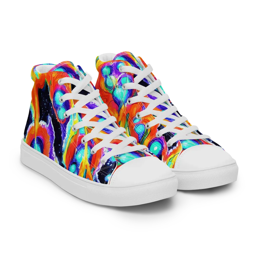 Astral Lava on Women's High Top Canvas Shoes — Right Front