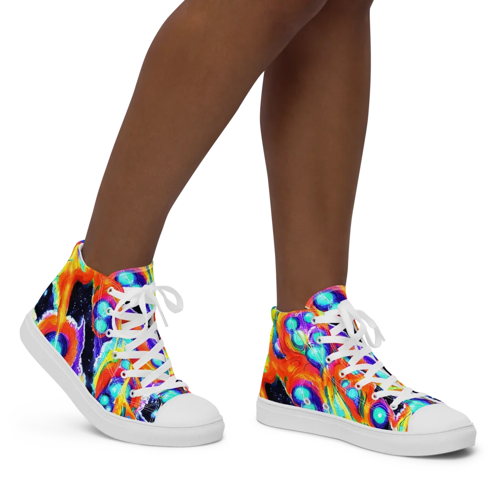 Astral Lava on Women's High Top Canvas Shoes — Right