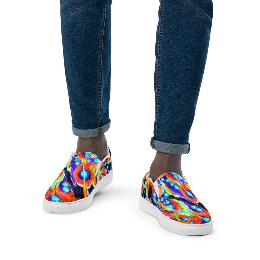 Astral Lava on Men's Slip-On Canvas Shoes — Front