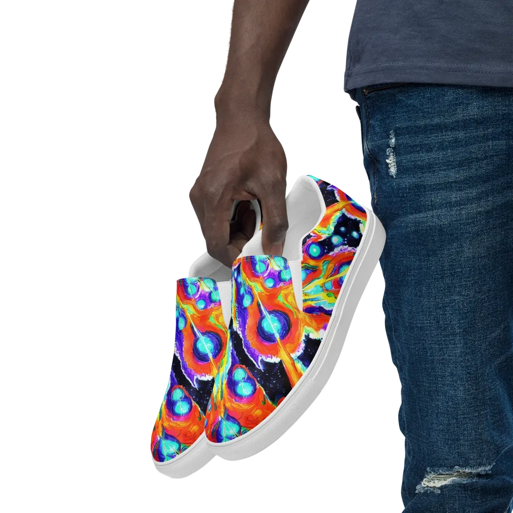 Astral Lava on Men's Slip-On Canvas Shoes — Left Front