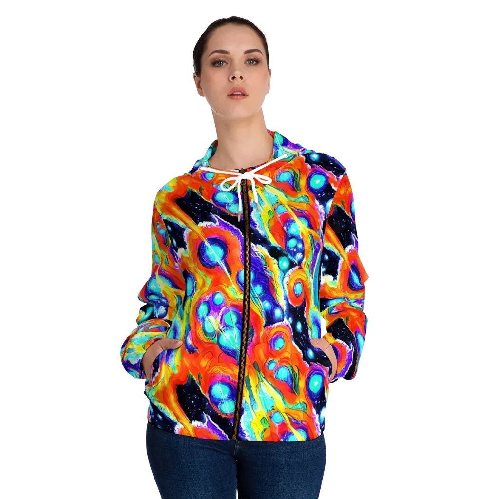 Astral Lava on Women's Full-Zip Hoodie — Front On Person