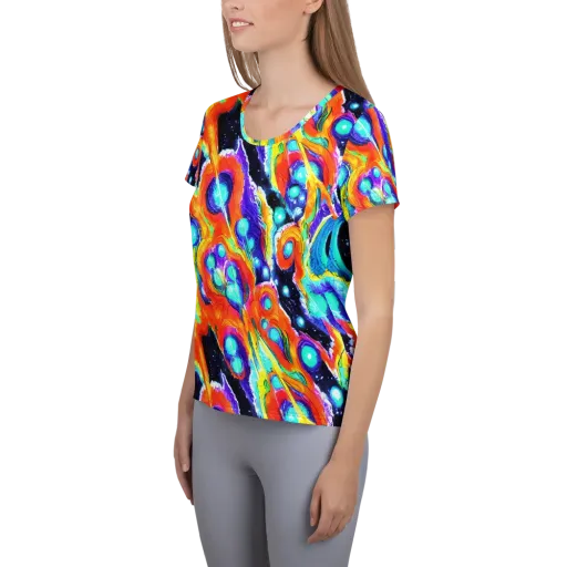 Astral Lava on a Women's Athletic T-Shirt