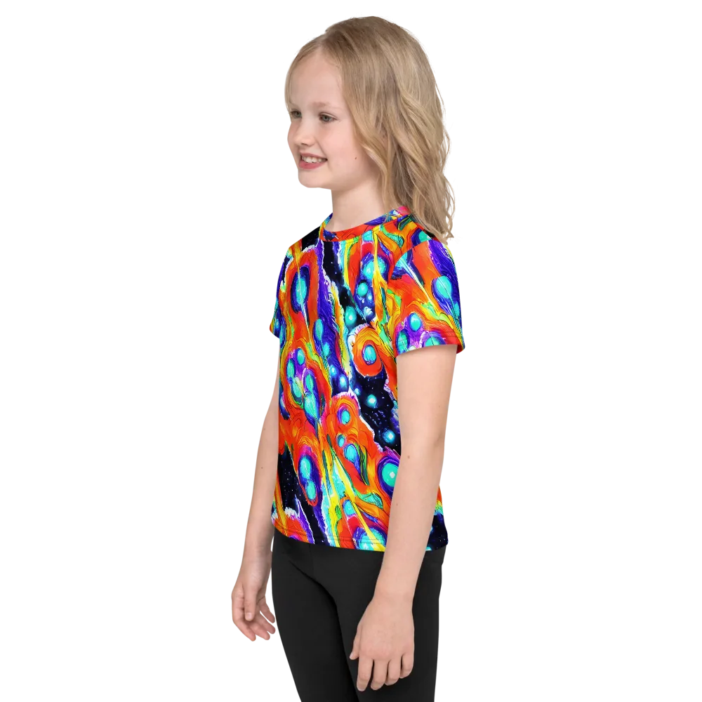 Astral Lava on Kids Crew Neck T-Shirt — Left
