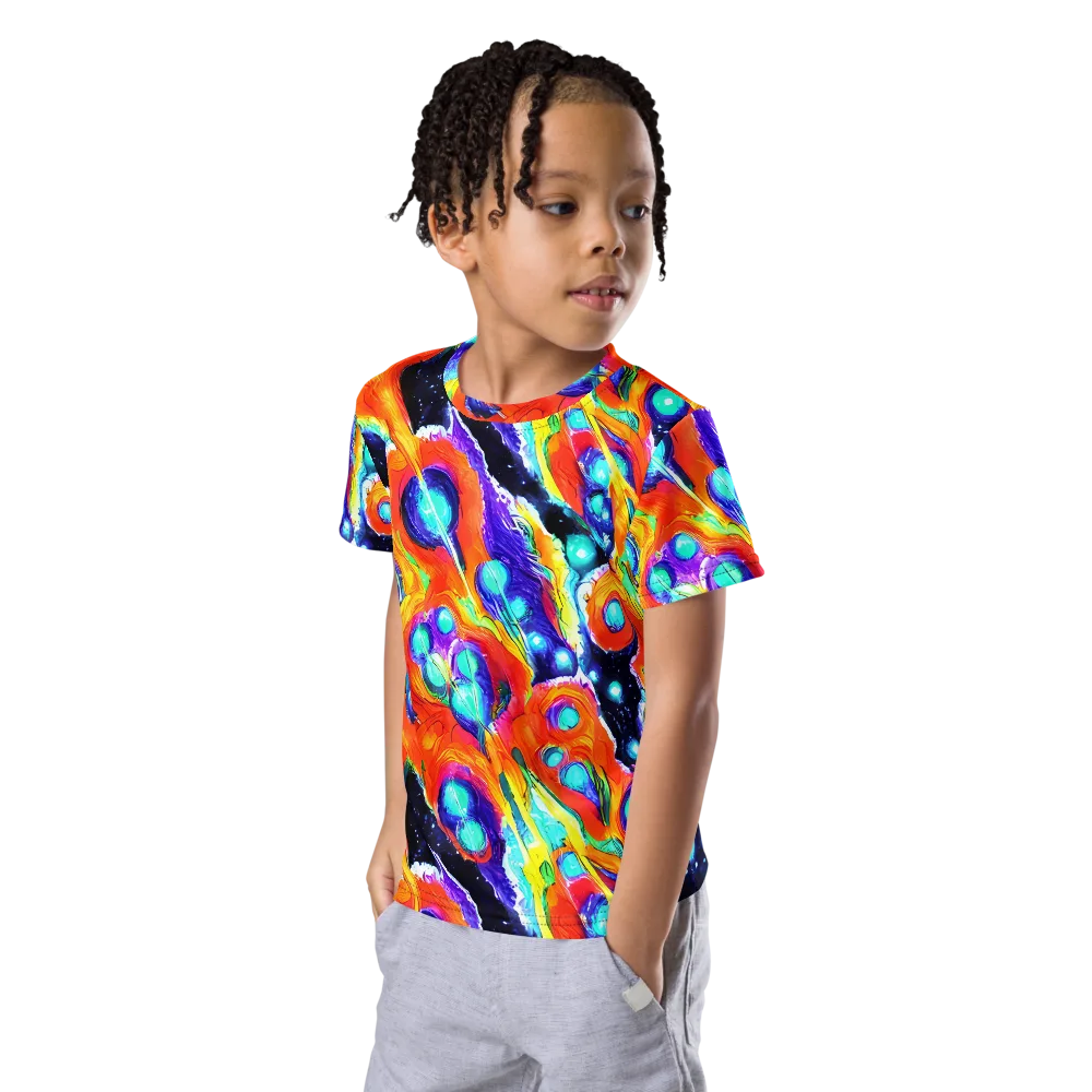 Astral Lava on Kids Crew Neck T-Shirt — Left Front