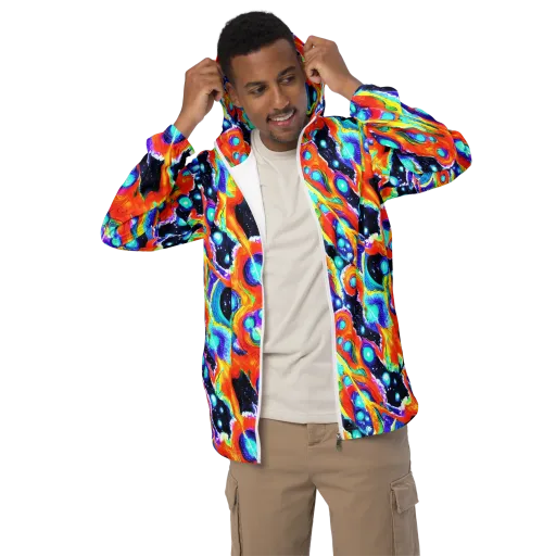 Astral Lava on a Men's Windbreaker