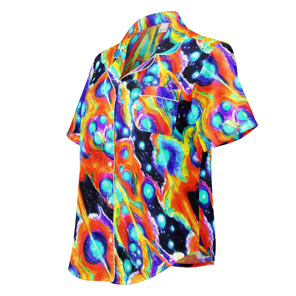 Astral Lava on Women's Short Sleeve Pajama Top — Left Front