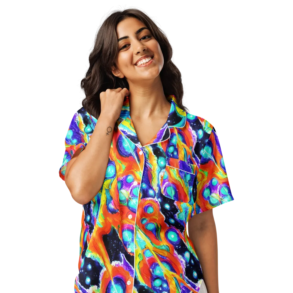 Astral Lava on Women's Short Sleeve Pajama Top — Front