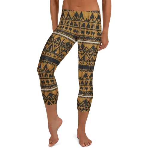 Ochre Glyph on a Capri Leggings