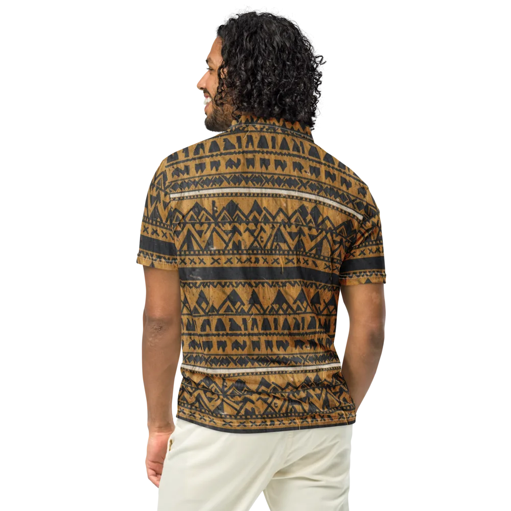 Ochre Glyph on Men's Slim Fit Polo Shirt — Back