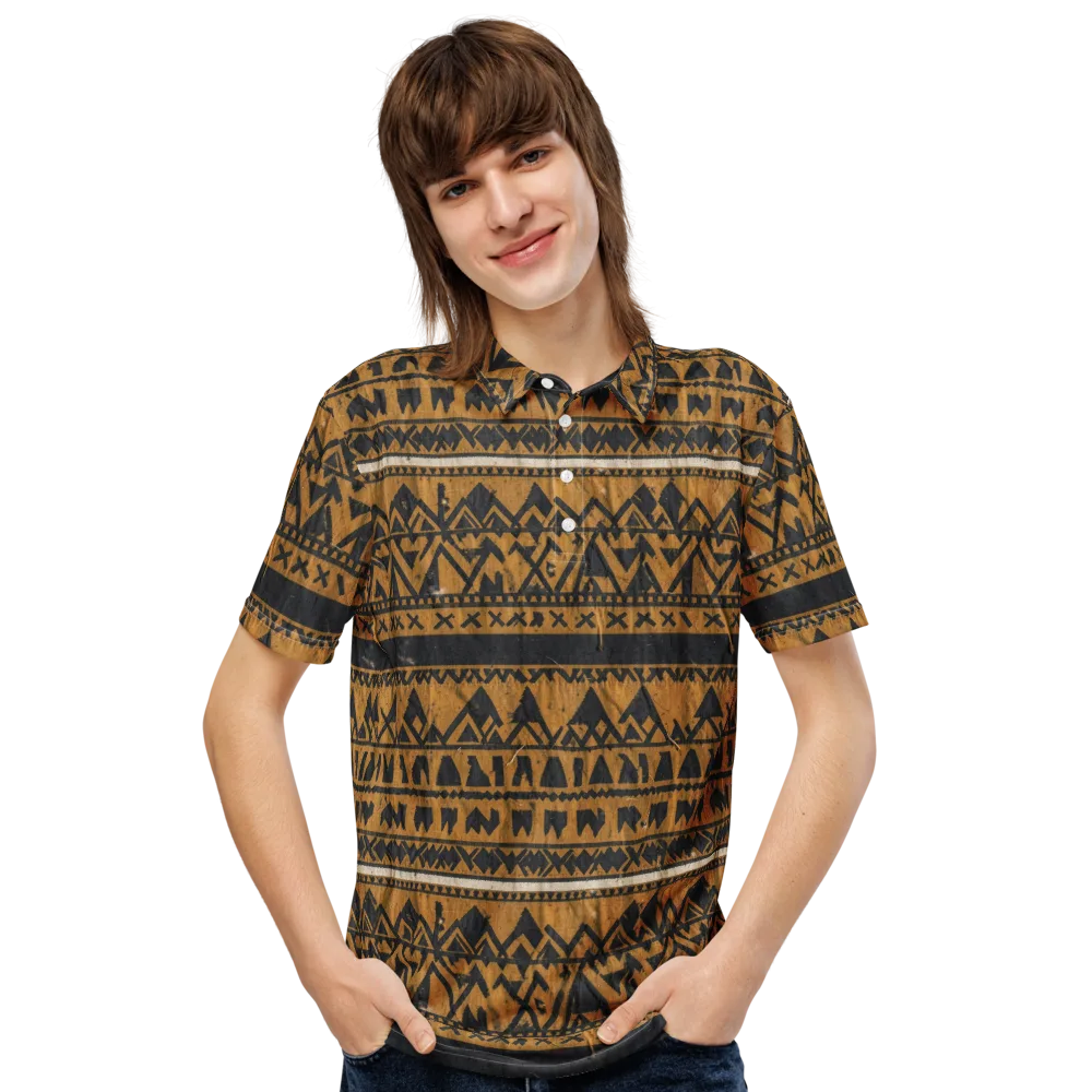 Ochre Glyph on Men's Slim Fit Polo Shirt — Front