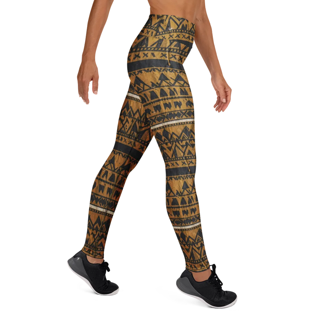 Ochre Glyph on Yoga Leggings — Right