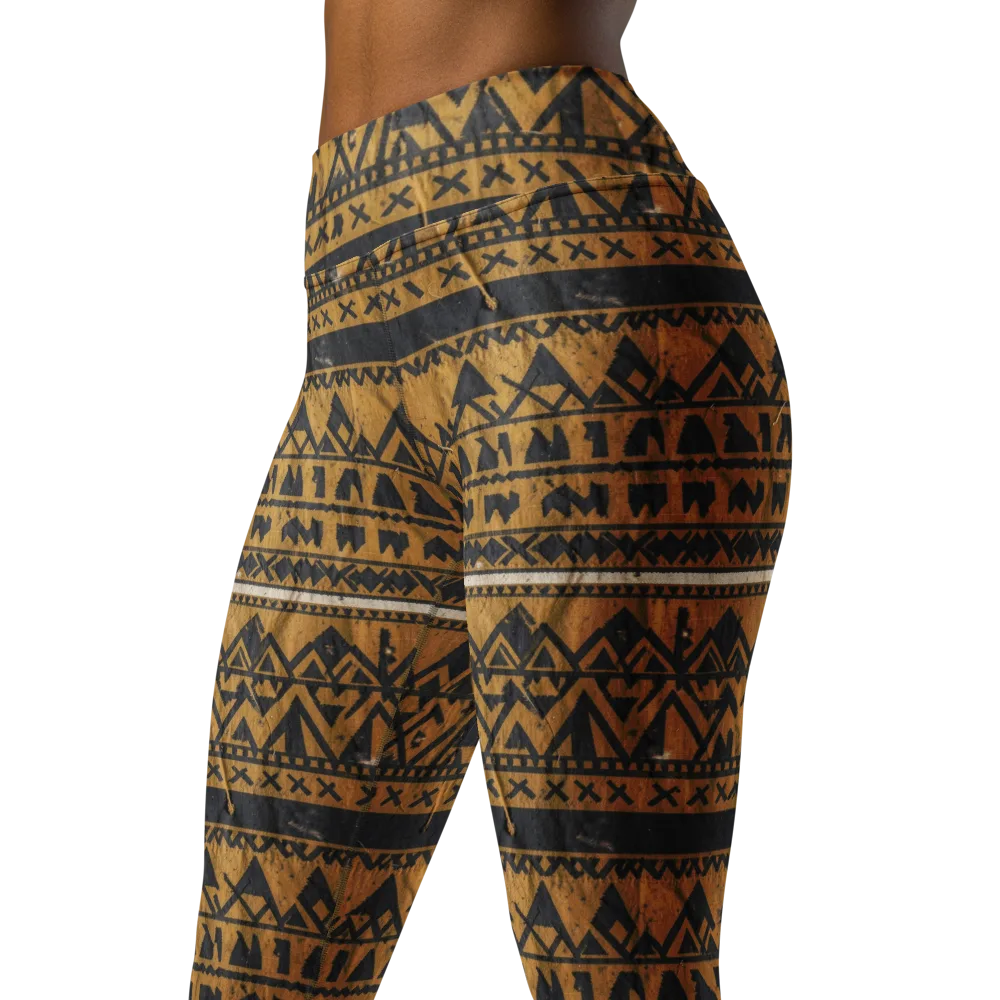 Ochre Glyph on Yoga Leggings — Left Front