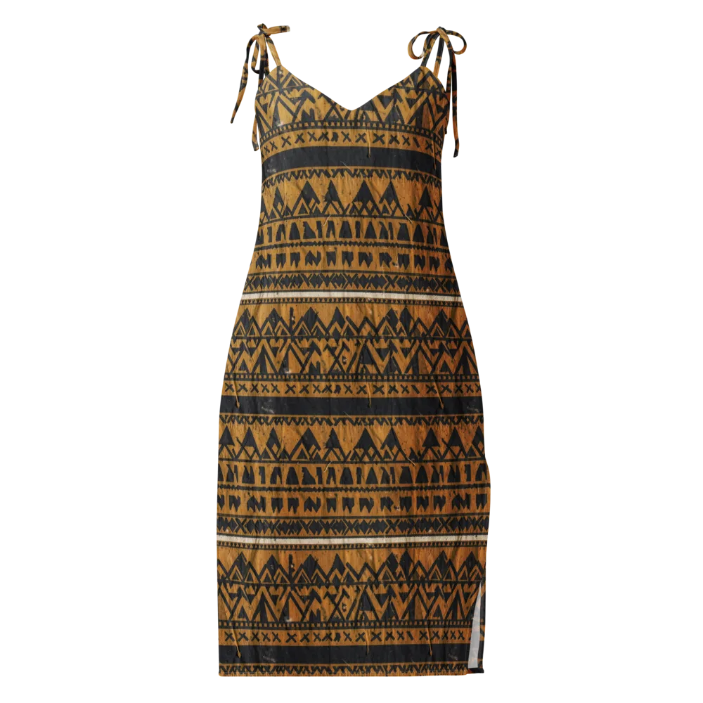 Ochre Glyph on Slip Dress — Front