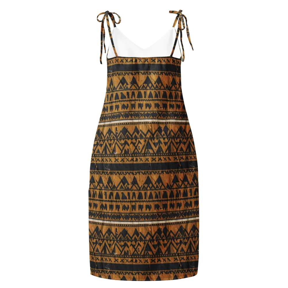 Ochre Glyph on Slip Dress — Back