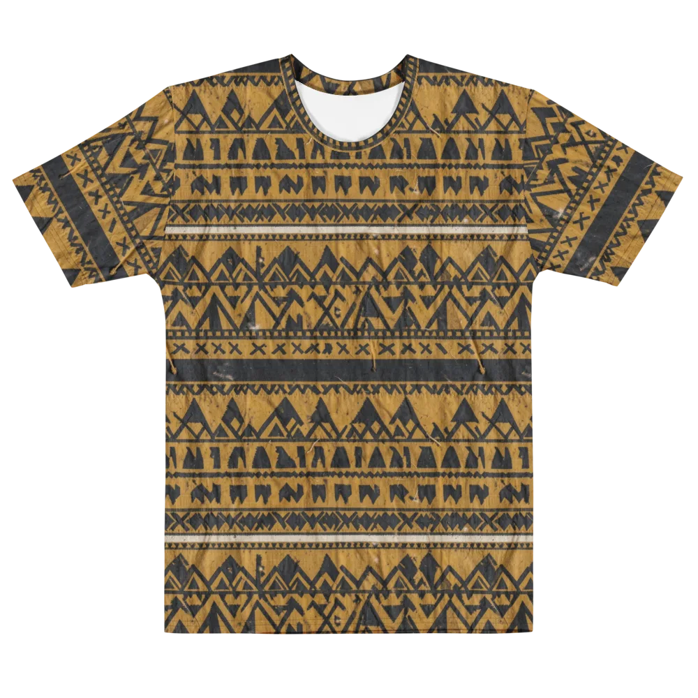 Ochre Glyph on Men's Cotton Crew Neck T-Shirt — Front