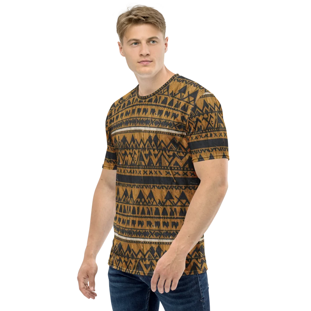 Ochre Glyph on Men's Crew Neck T-Shirt — Left